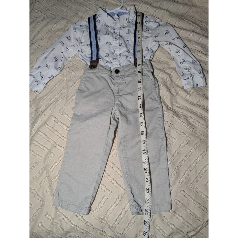 Gymboree Baby Boy Dino Suspender Set Wedding Dressed Up outfit Spring